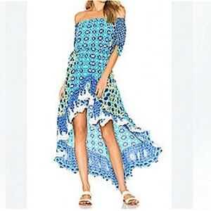 Rococo Sand | Hi-Low Dress With Embroidered Lace Trim - *Vacation Ready*